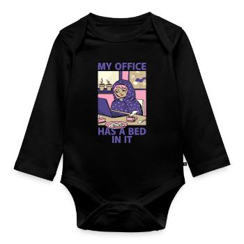 Mon bureau a un lit dedans - Home Office Humour - Body Bébé bio manches longues - noir - Devant
