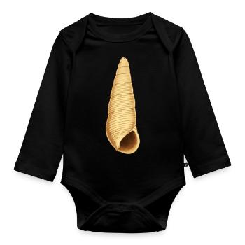 Shell Illustration - Organic Longsleeve Baby Bodysuit - black - Front