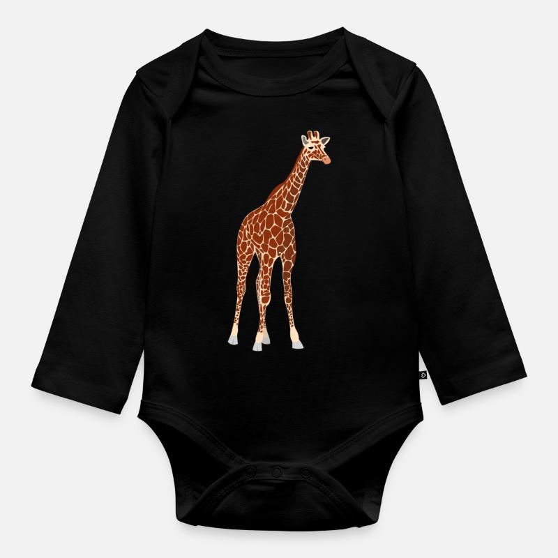giraffe - Organic Longsleeve Baby Bodysuit - black