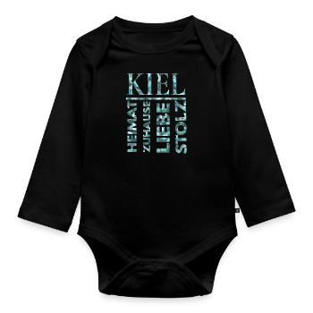 Kiel Schleswig-Holstein Chemise patrie de l'Allemagne du Nord - Body Bébé bio manches longues - noir - Devant