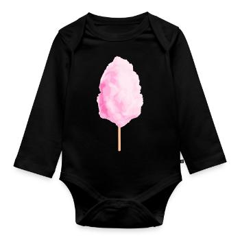 Zuckerwatte Rosa Süßigkeiten Jahrmarkt - Baby Bio-Langarm-Body - Schwarz - Vorne