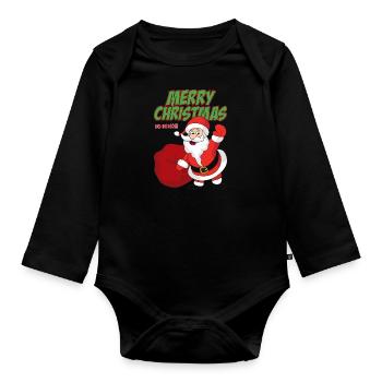 Santa Claus - Organic Longsleeve Baby Bodysuit - black - Front