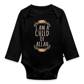 Allah Islam Musulman Mohammed Coran Le cadeau de La Mecque - Body Bébé bio manches longues - noir - Devant