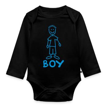 Boy - Organic Longsleeve Baby Bodysuit - black - Front