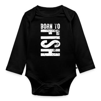Né pour pêcher amant de passe-temps idée cadeau - Body Bébé bio manches longues - noir - Devant