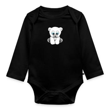 Ours polaire doux - Body Bébé bio manches longues - noir - Devant