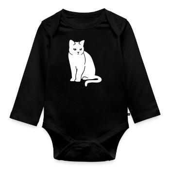 Britisch Kurzhaar Katze - Baby Bio-Langarm-Body - Schwarz - Vorne