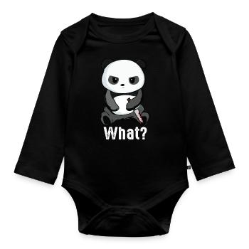 Panda with knife killerpanda bear panda bear gift - Organic Longsleeve Baby Bodysuit - black - Front