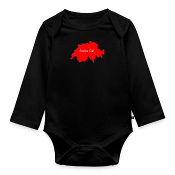 Fille suisse - Body Bébé bio manches longues - noir - Devant