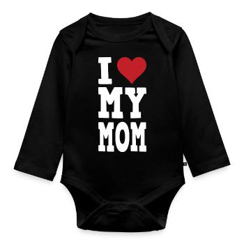 I love my MoM Mutter Mama Mami Mammy Mummy Eltern - Baby Bio-Langarm-Body - Schwarz - Vorne