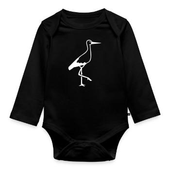 cigogne - Body Bébé bio manches longues - noir - Devant