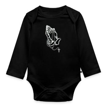 Mains en l’air - Body Bébé bio manches longues - noir - Devant