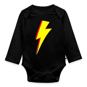 Lightning Bolt Cartoon Style - Organic Longsleeve Baby Bodysuit - black - Front