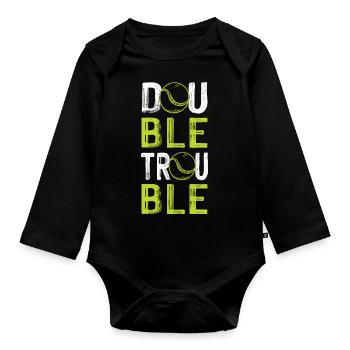 tennis double trouble - Baby Bio-Langarm-Body - Schwarz - Vorne