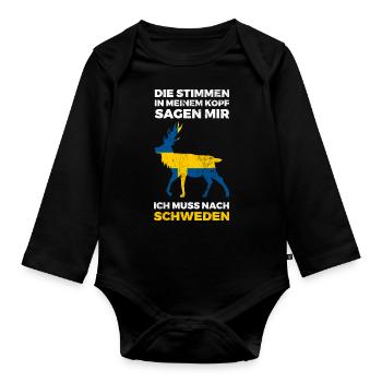 Ich Muss Nach Schweden Flagge Schweden - Baby Bio-Langarm-Body - Schwarz - Vorne