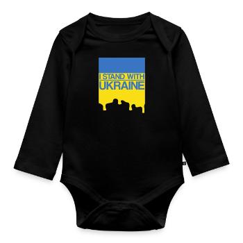 Ich stehe an der Seite der Ukraine mit der Unterstützung der Ukraine Ukrain - Baby Bio-Langarm-Body - Schwarz - Vorne