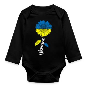 Ukraine Sonnenblume Frieden Peace Ukraine Flagge - Baby Bio-Langarm-Body - Schwarz - Vorne