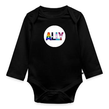 Ally - LGBTIQ Queer Gay Pride CSD Verbündetenschaf - Baby Bio-Langarm-Body - Schwarz - Vorne