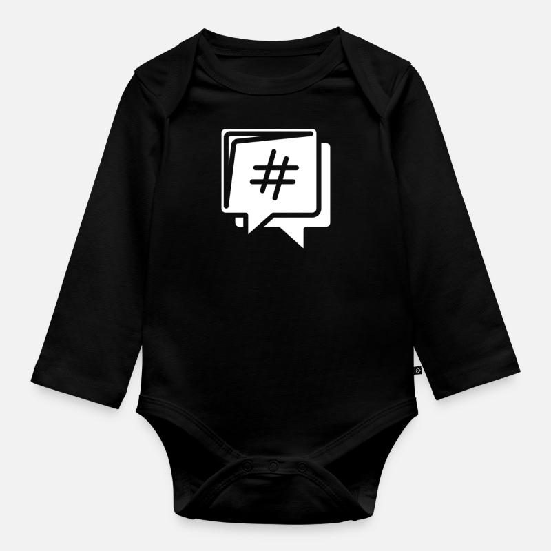 Hashtag # - Organic Longsleeve Baby Bodysuit - black