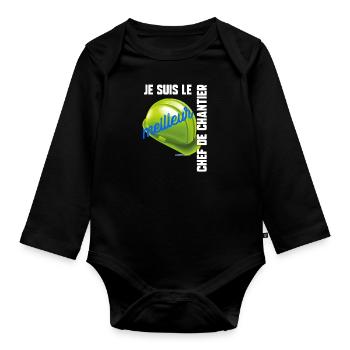 Je suis le meilleur chef de chantier - Body Bébé bio manches longues - noir - Devant