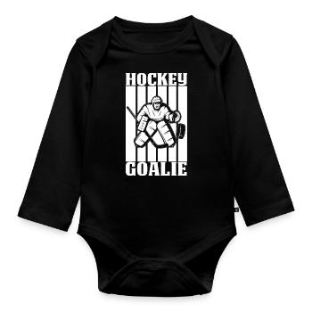 Gardien de but de hockey Hockey sur glace Gardien de but Club sportif - Body Bébé bio manches longues - noir - Devant