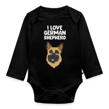 German Shepherd - I love German Shepherd - Organic Longsleeve Baby Bodysuit - black - Front