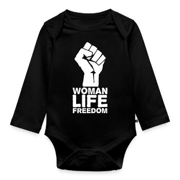 Woman, Life, Freedom | Free Iran! - Organic Longsleeve Baby Bodysuit - black - Front