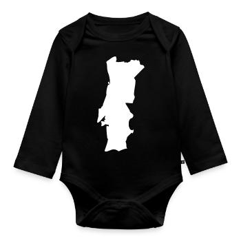 Drapeau de la carte du Portugal - Body Bébé bio manches longues - noir - Devant