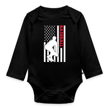 Sport Us Flag Baseball - Body Bébé bio manches longues - noir - Devant