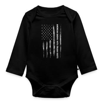 American Grown With Italian Roots - Baby Bio-Langarm-Body - Schwarz - Vorne