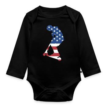 Sport Us Flag Scooter - Baby Bio-Langarm-Body - Schwarz - Vorne