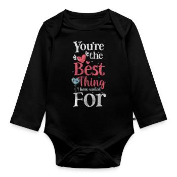 Dear couples, love partners - Organic Longsleeve Baby Bodysuit - black - Front