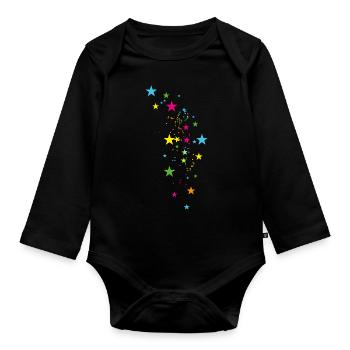 sterne,bunte sterne,stern, illustration,LGBT - Baby Bio-Langarm-Body - Schwarz - Vorne