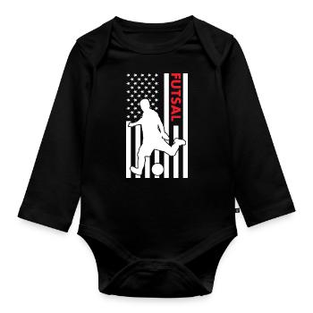 Sport Us Flag Futsal - Organic Longsleeve Baby Bodysuit - black - Front