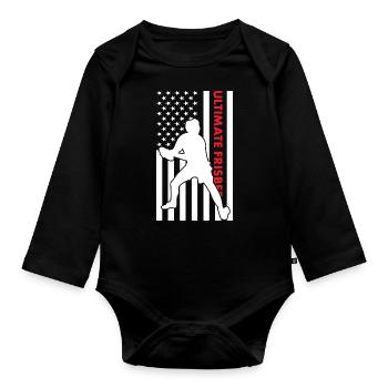 Sport Us Flag Ultimate Frisbee - Baby Bio-Langarm-Body - Schwarz - Vorne