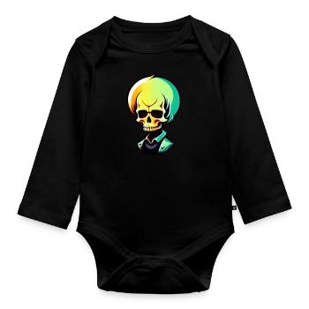 Skelett mit Haaren - Baby Bio-Langarm-Body - Schwarz - Vorne