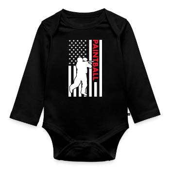Sport Us Flag Paintball - Organic Longsleeve Baby Bodysuit - black - Front