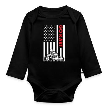 Sport Us Flag Go Kart - Body Bébé bio manches longues - noir - Devant