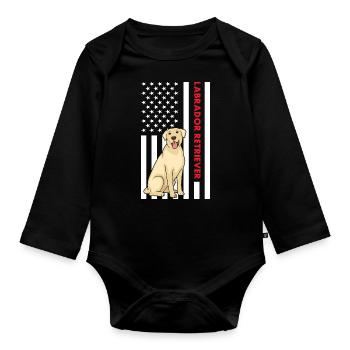 Labrador Retriever Us Flag - Organic Longsleeve Baby Bodysuit - black - Front