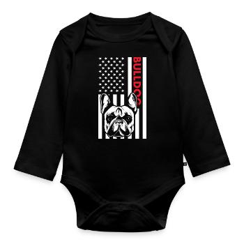 Bulldog Us Flag - Body Bébé bio manches longues - noir - Devant