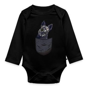 Chien Scottie Cadeau Sac Chest Terrier Écossais - Body Bébé bio manches longues - noir - Devant