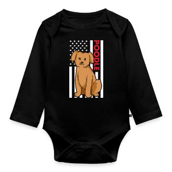 Poodle Us Flag - Organic Longsleeve Baby Bodysuit - black - Front