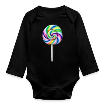 Belle Sucette pleine de couleurs - Body Bébé bio manches longues - noir - Devant