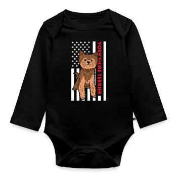 Yorkshire Terrier Us Flag - Body Bébé bio manches longues - noir - Devant