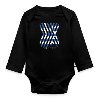Griechenland Flagge Hellas Athen Griechische Fahne - Baby Bio-Langarm-Body - Schwarz - Vorne