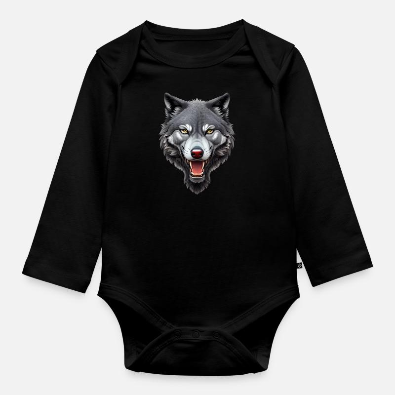 Wolf - Baby Bio-Langarm-Body - Schwarz