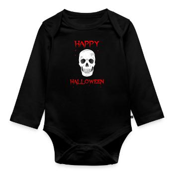 Halloween - Joyeux Halloween - crâne - Body Bébé bio manches longues - noir - Devant