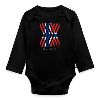 Norwegen Flagge Skandinavien Norwegische Fahne - Baby Bio-Langarm-Body - Schwarz - Vorne