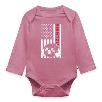 Shih Tzu Us Drapeau - Body Bébé bio manches longues - mauve - Devant