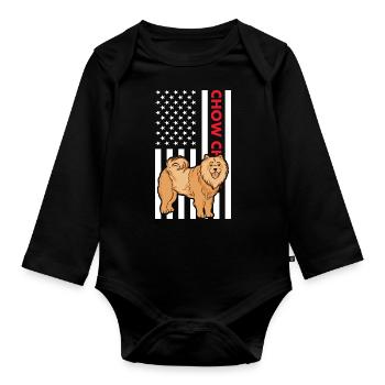 Drapeau Chow Chow Us - Body Bébé bio manches longues - noir - Devant